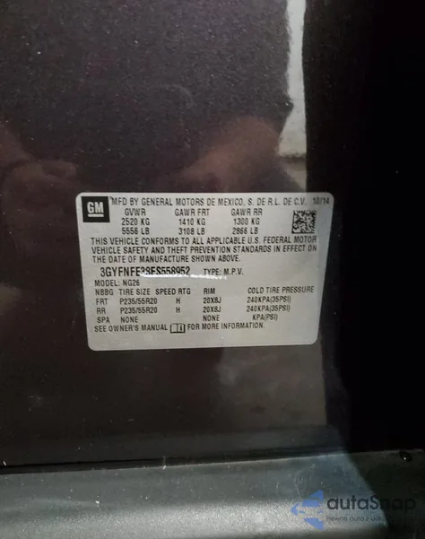 2015 Cadillac Srx Performance Collection from USA, damaged, VIN 3GYFNFE38FS558952